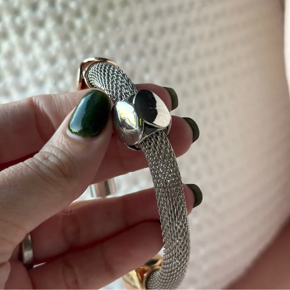 Silver and Gold Mesh Bracelet - Picture 4 of 5